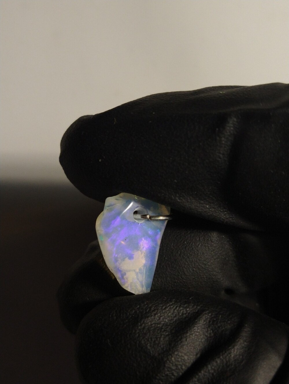 Natural Rough Opal Pendant With Purple Flash